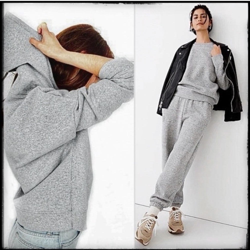 Madewell MWL The Betterterry Grey Hooded Sweatshirt Sz M